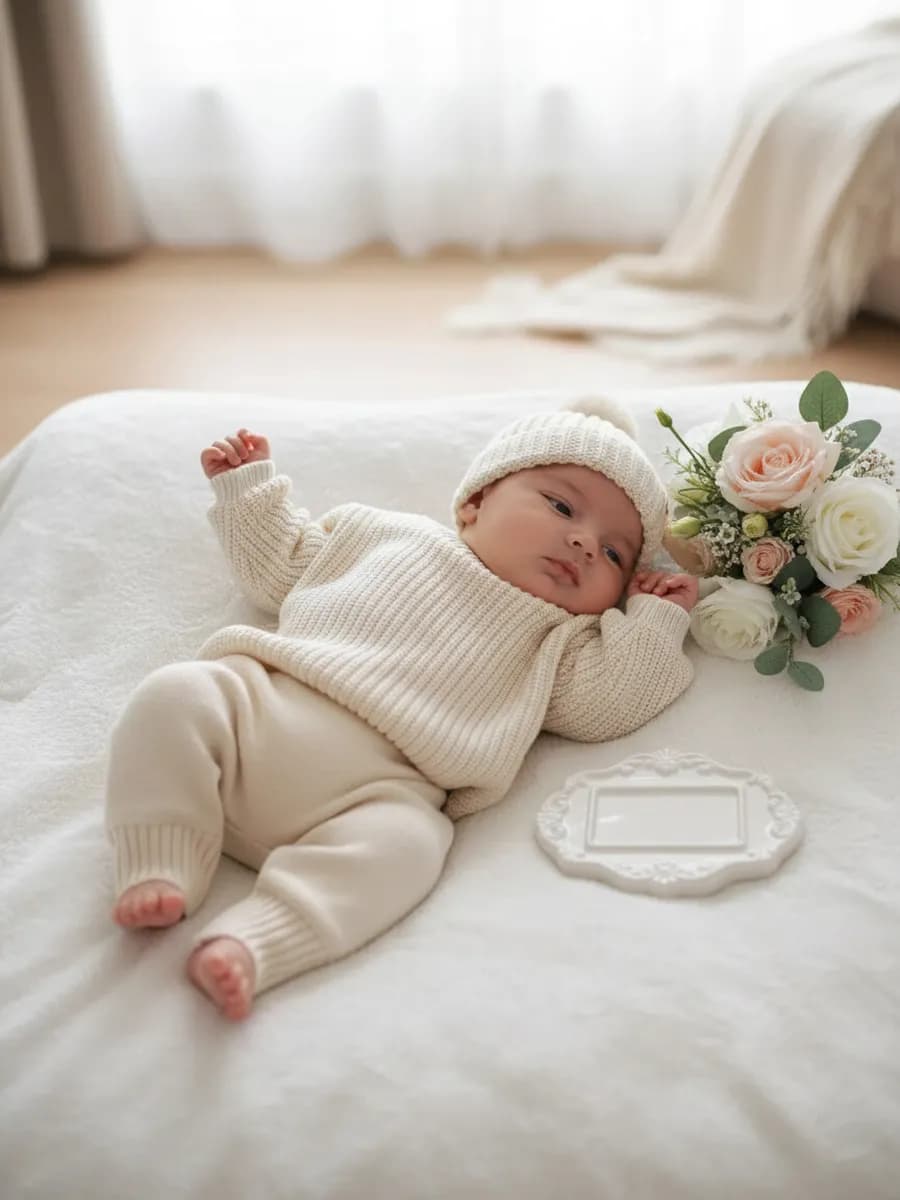 Вязаный костюм для новорожденного малыша