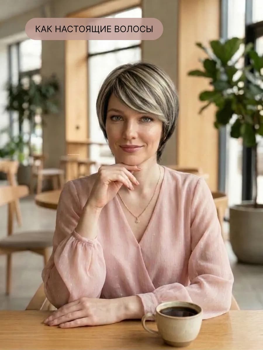 Парик женский блонд короткий мелированный