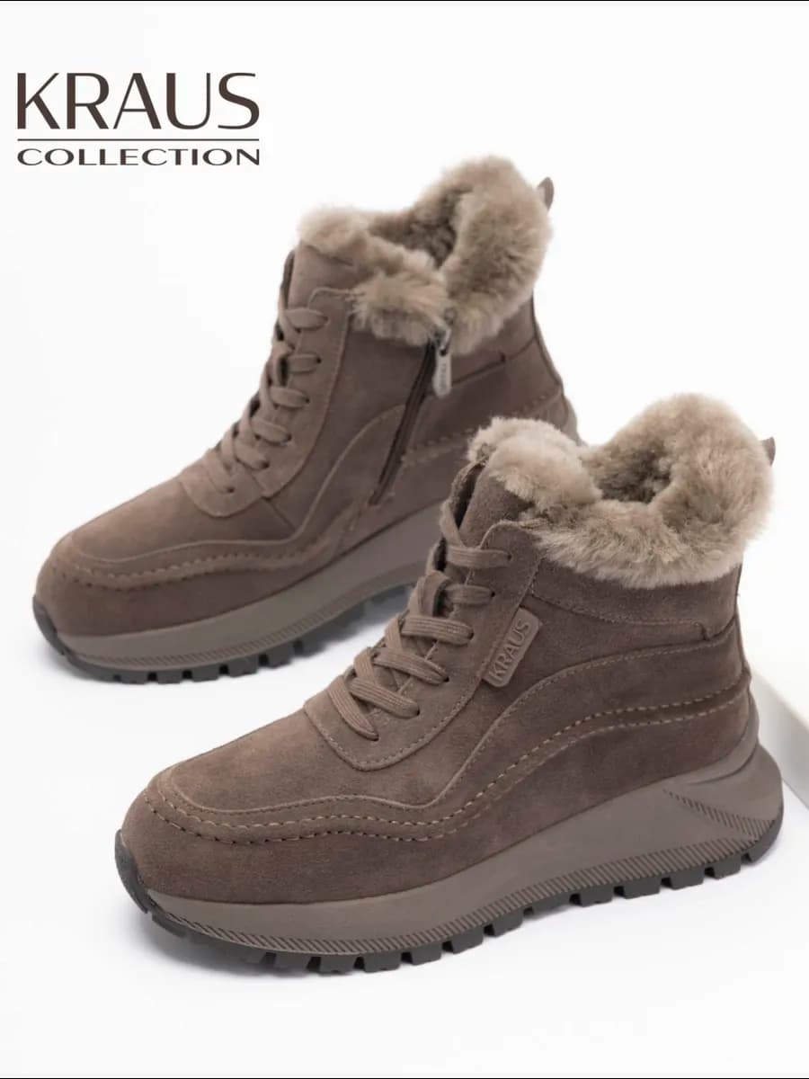 Зимние ботинки женские замшевые