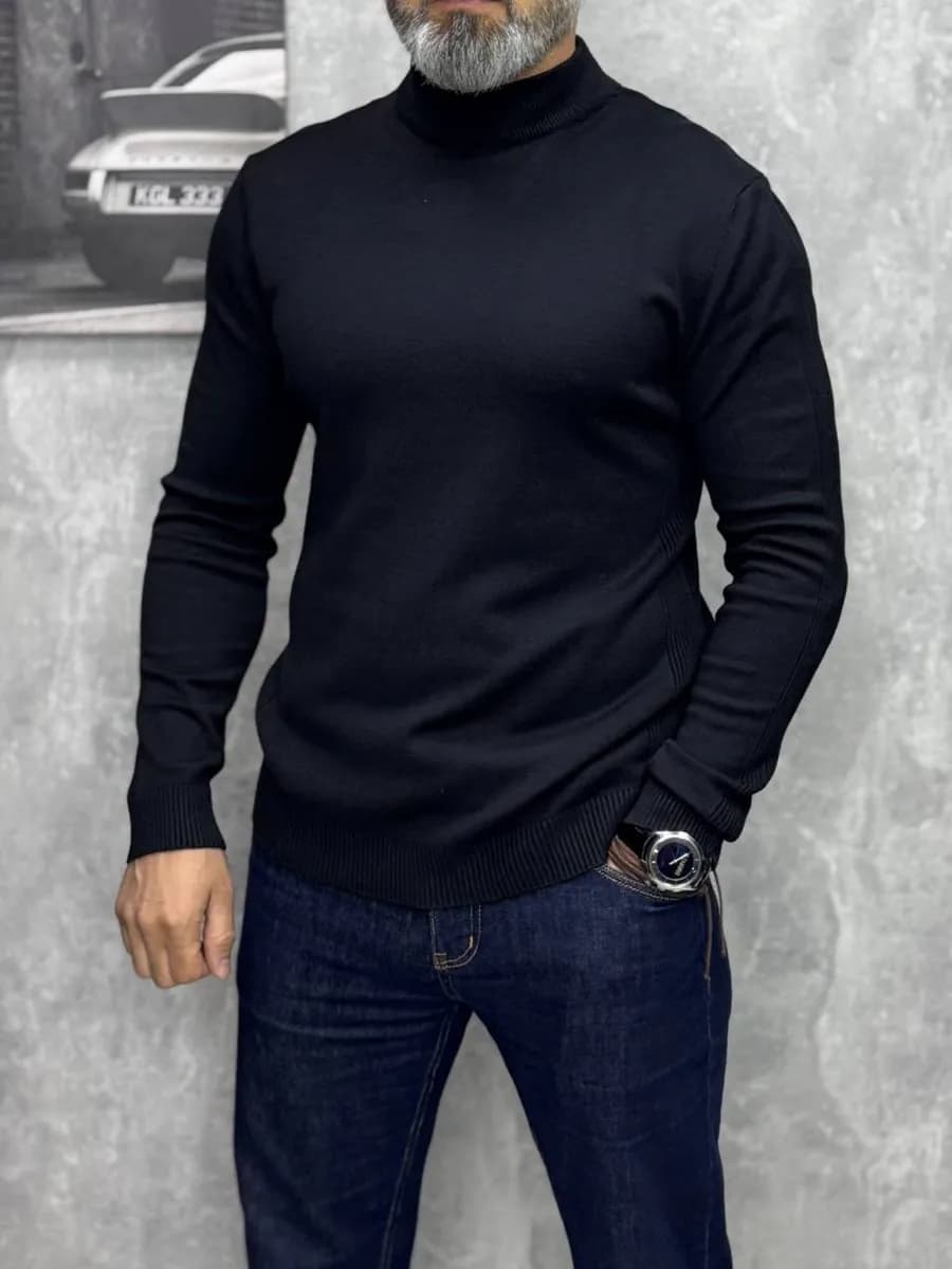 Свитер с высоким горлом тонкий водолазка утепленная