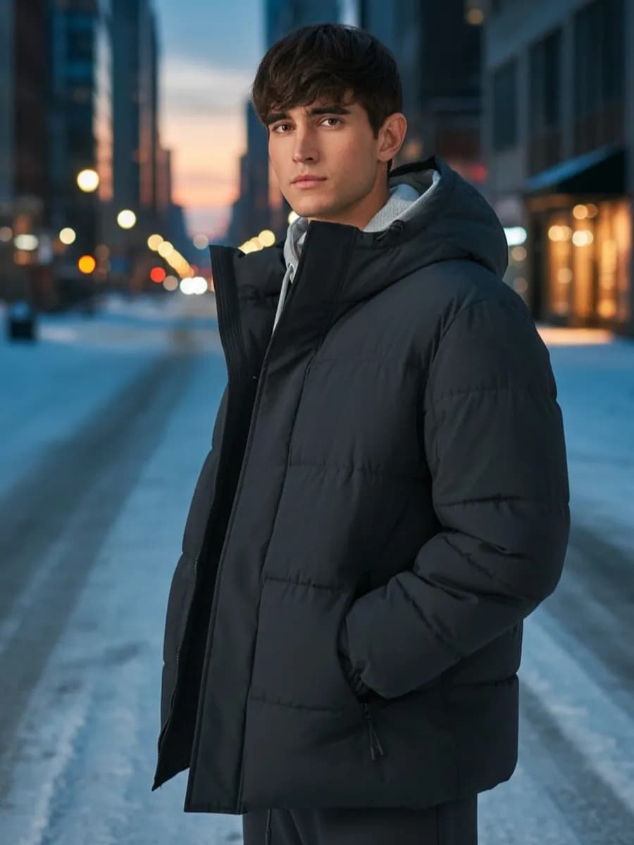 Куртка зимняя стеганая с капюшоном