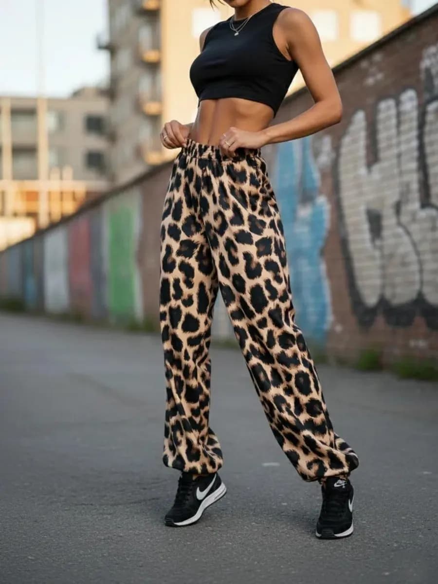 Джоггеры спортивные штаны оверсайз трико широкие леопард
