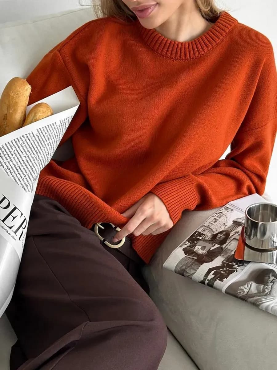 Джемпер вязаный терракотовый