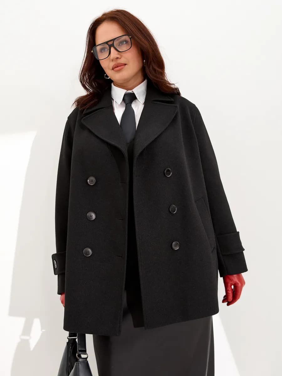 Пальто большие размеры на пуговицах короткое