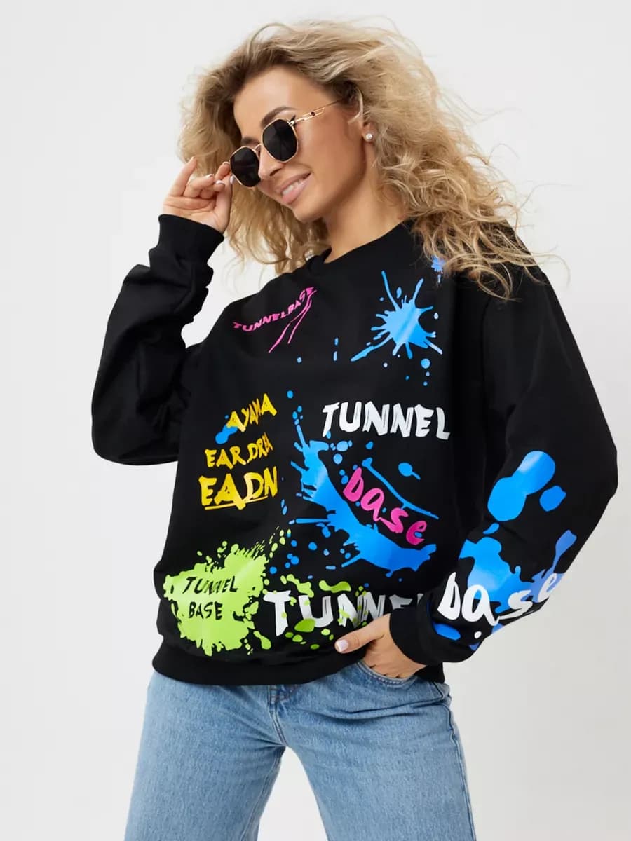 Свитшот оверсайз хлопковый трикотажный