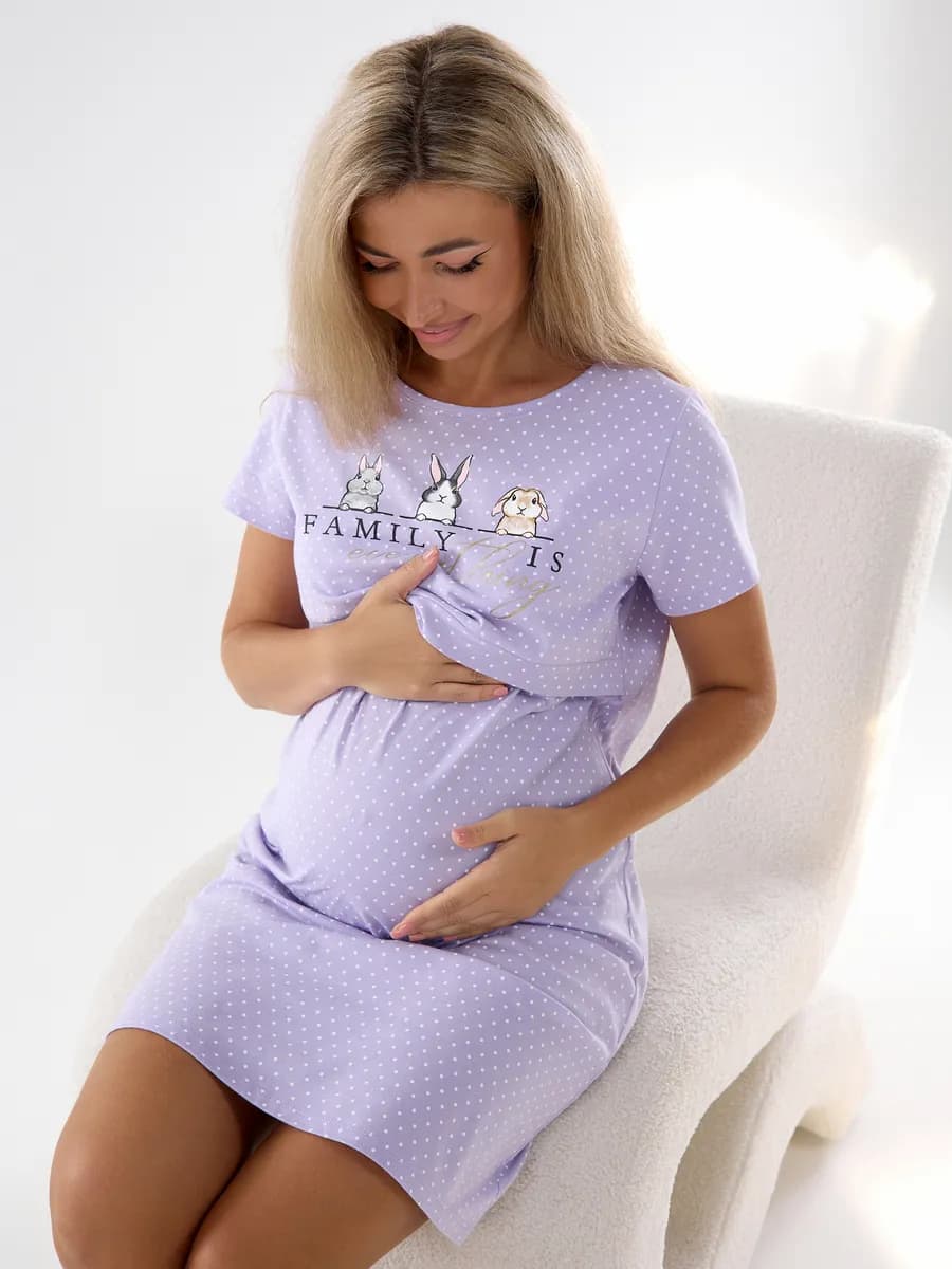 Ночная сорочка с коротким рукавом и рисунком трикотаж