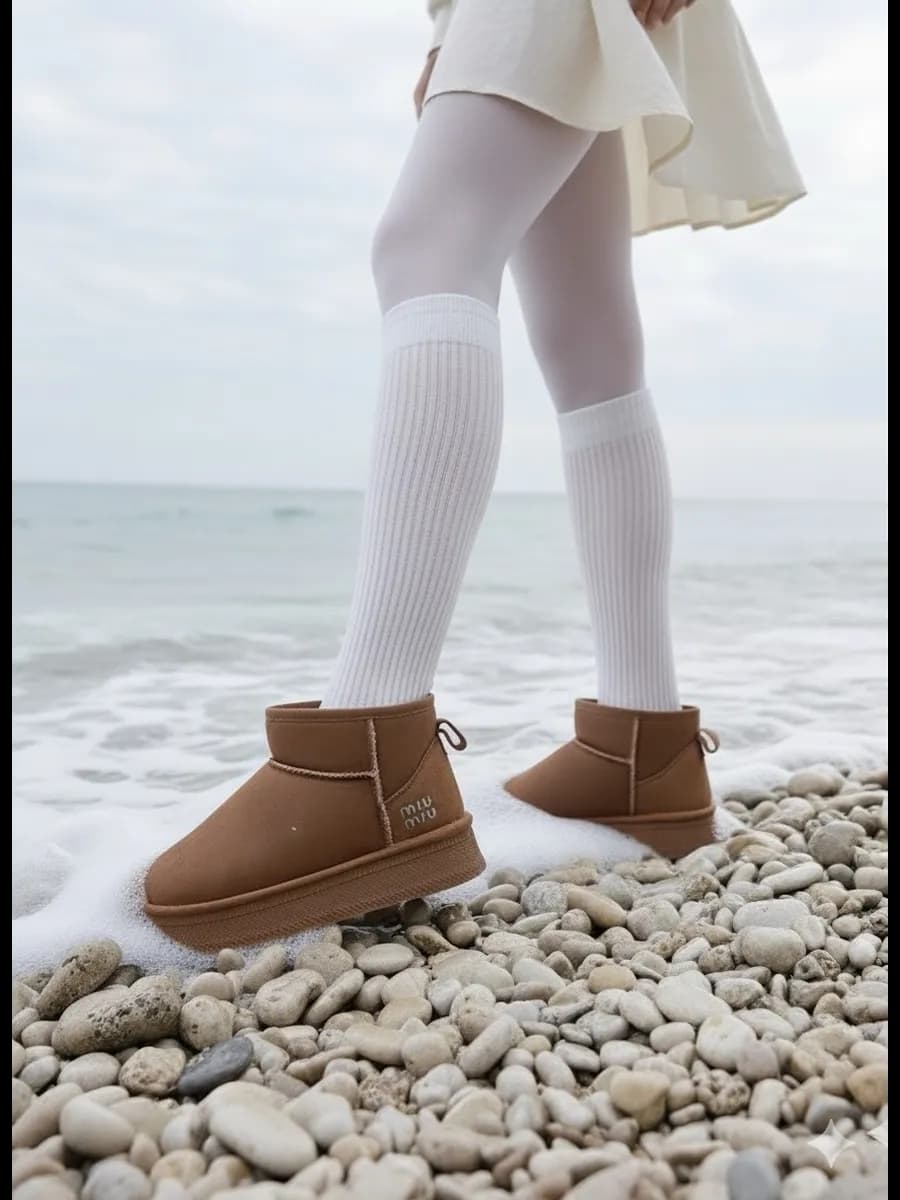 Угги зимние с мехом на платформе