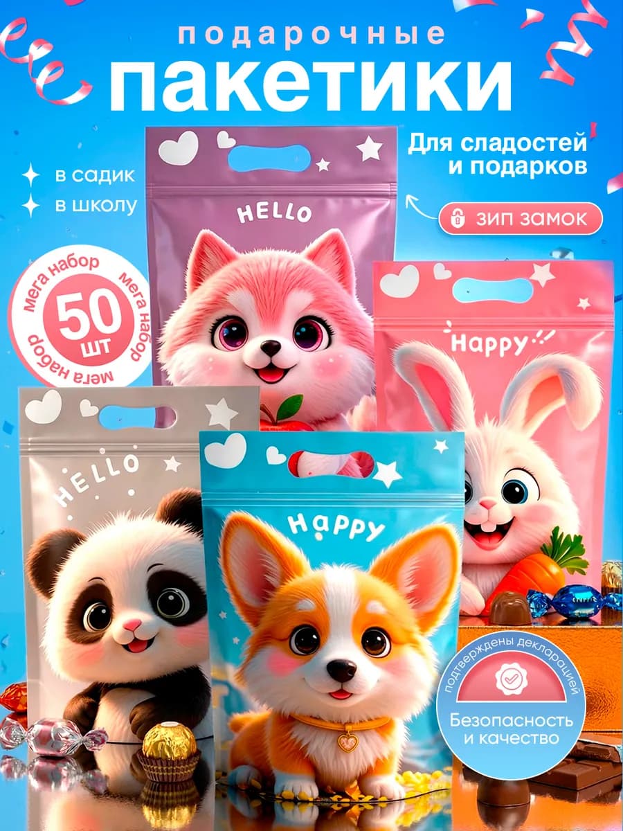 пакетики для подарков и сладостей в детский сад и школу