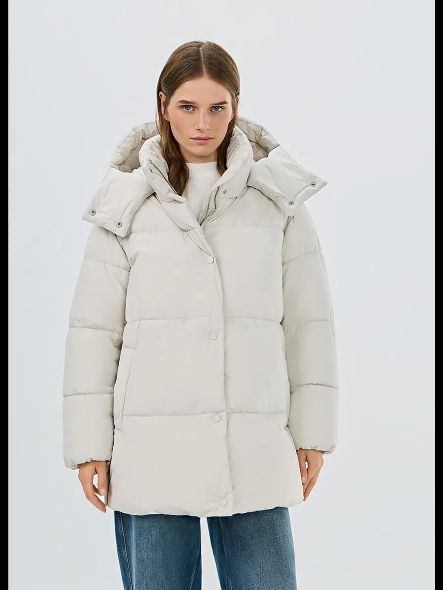 Куртка зимняя стеганая укороченная с капюшоном