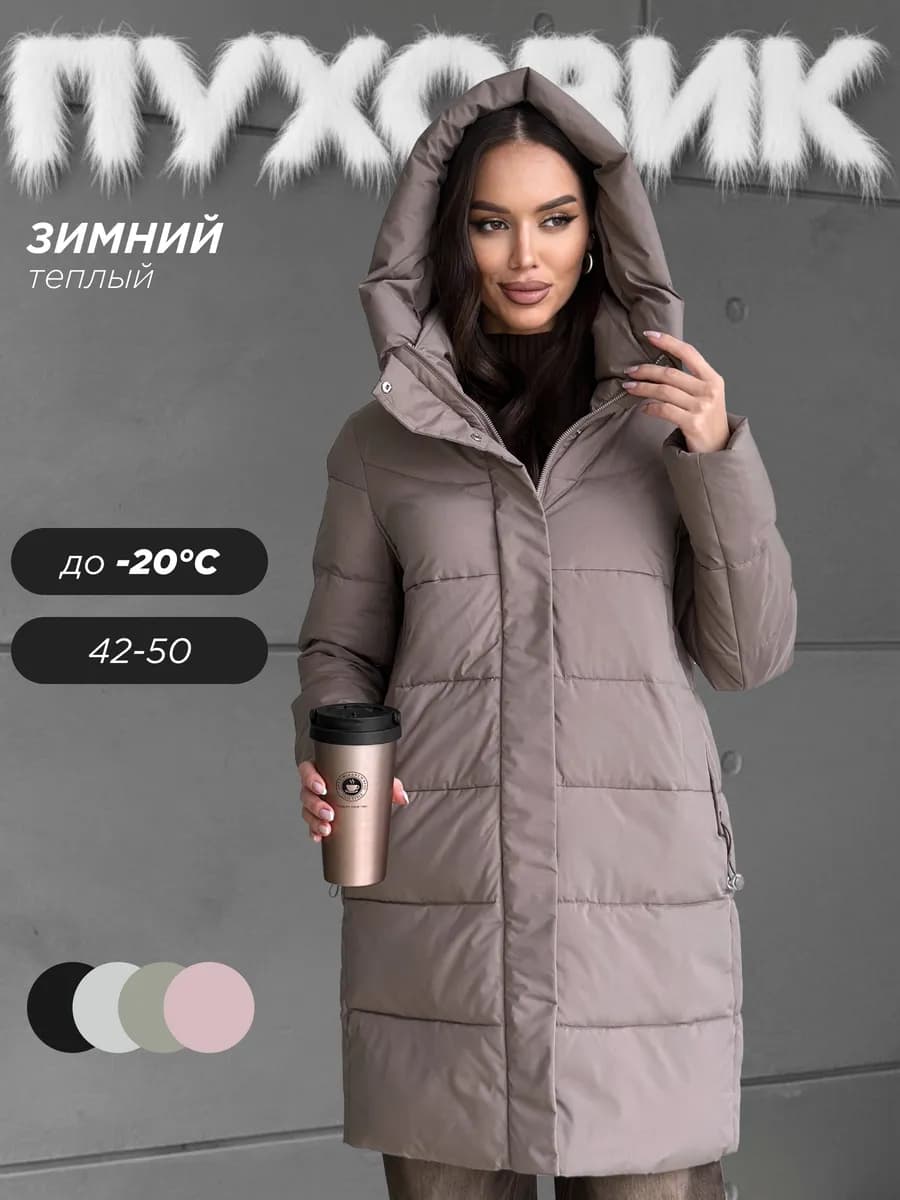 Пуховик зимний короткий с капюшоном