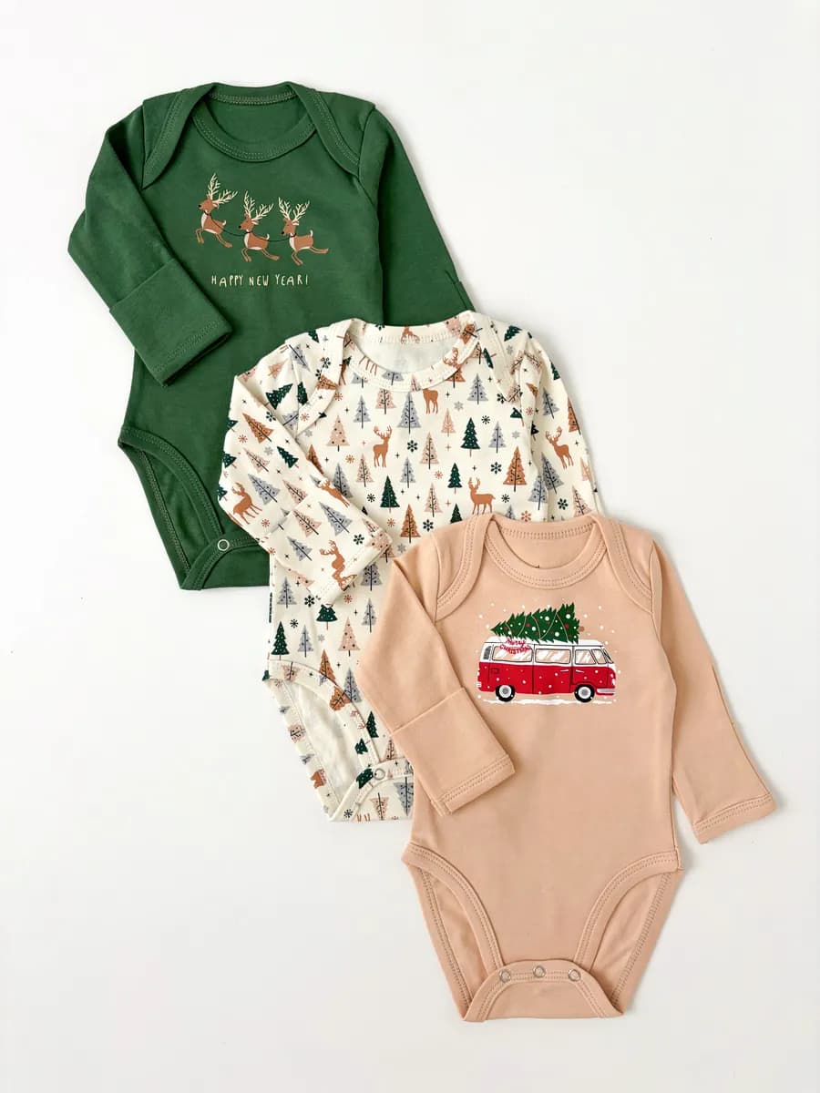 Боди для новорожденных малышей комплект 3шт