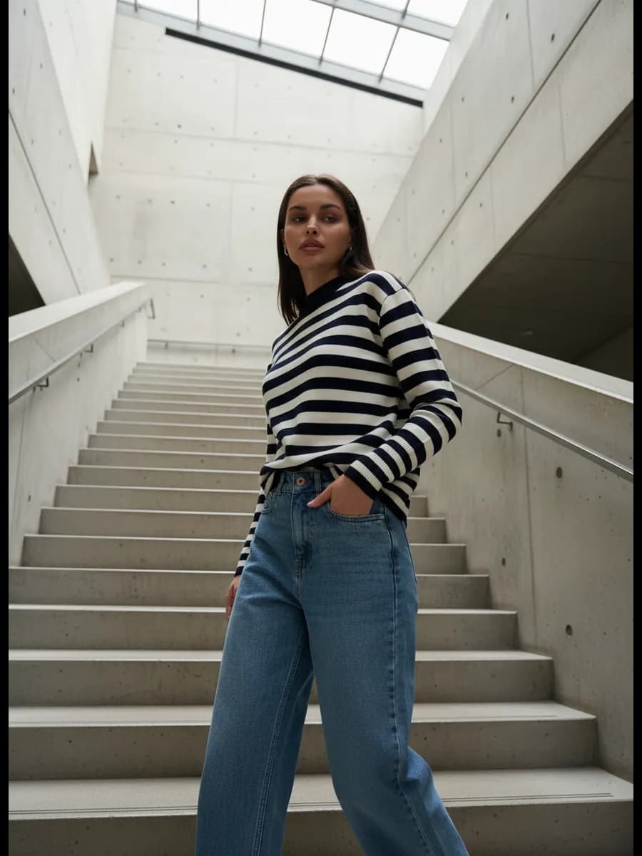 Джемпер трикотажный в полоску