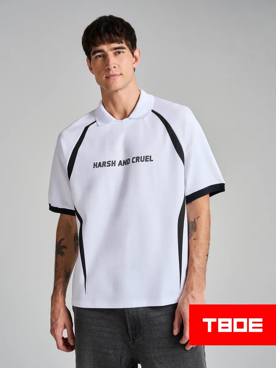 Футболка с воротником поло и надписью