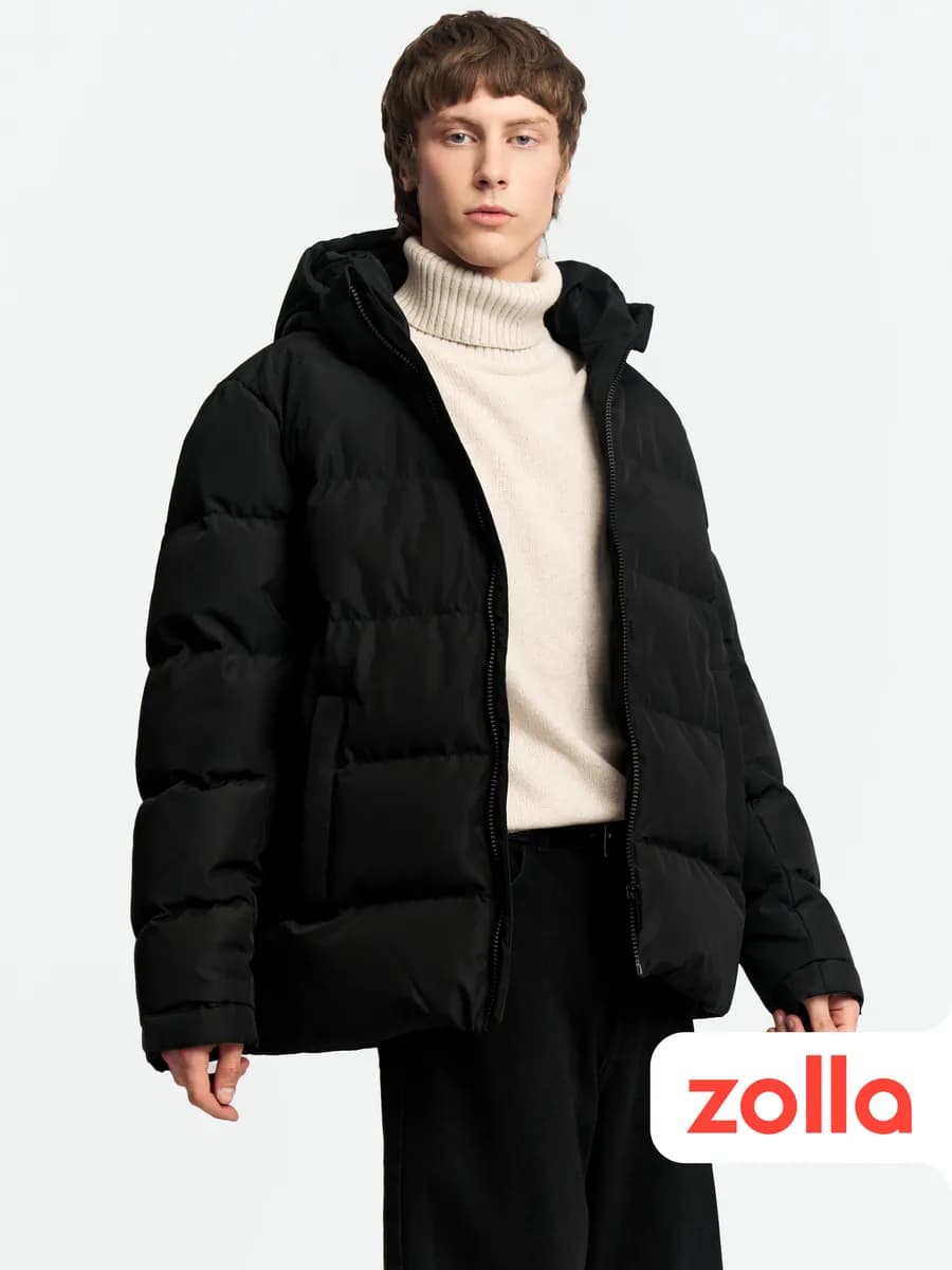 Тёплый мужской пуховик с капюшоном