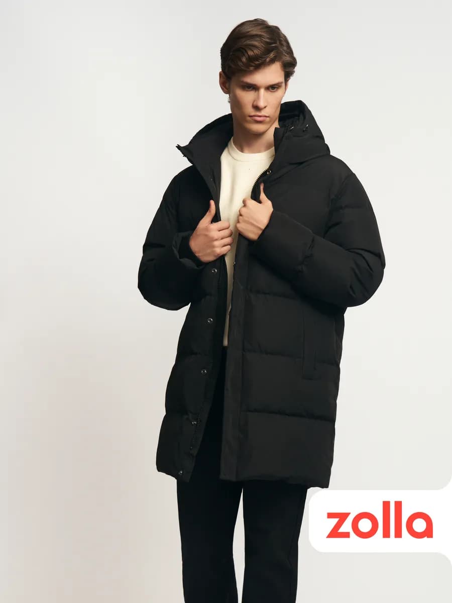 Тёплый мужской пуховик с капюшоном