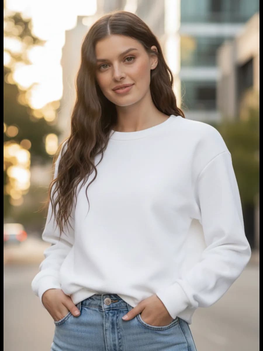 Свитшот оверсайз утепленный без начеса белый пломбир