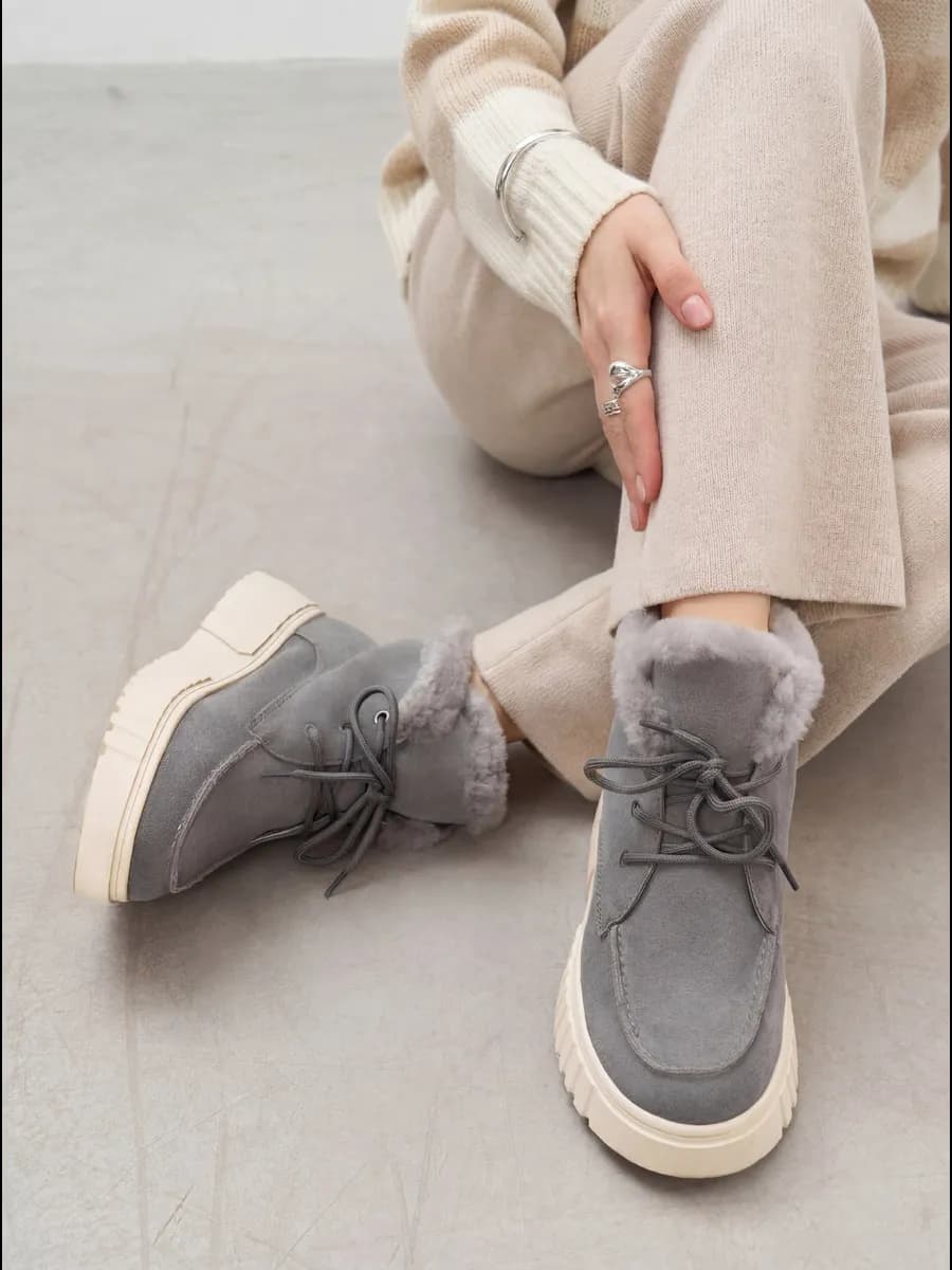 Ботинки угги зимние из натуральной замши и меха