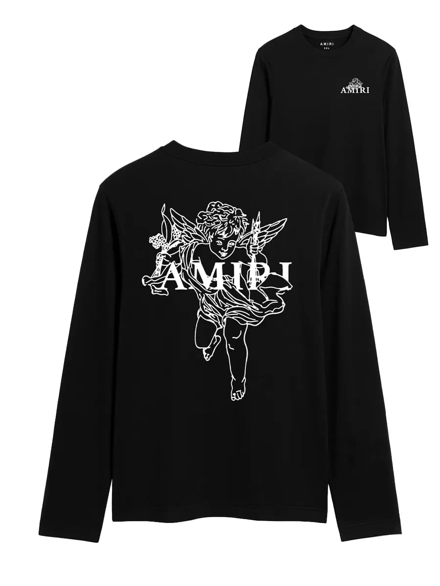 Черный лонгслив amiri амири с принтом sk8