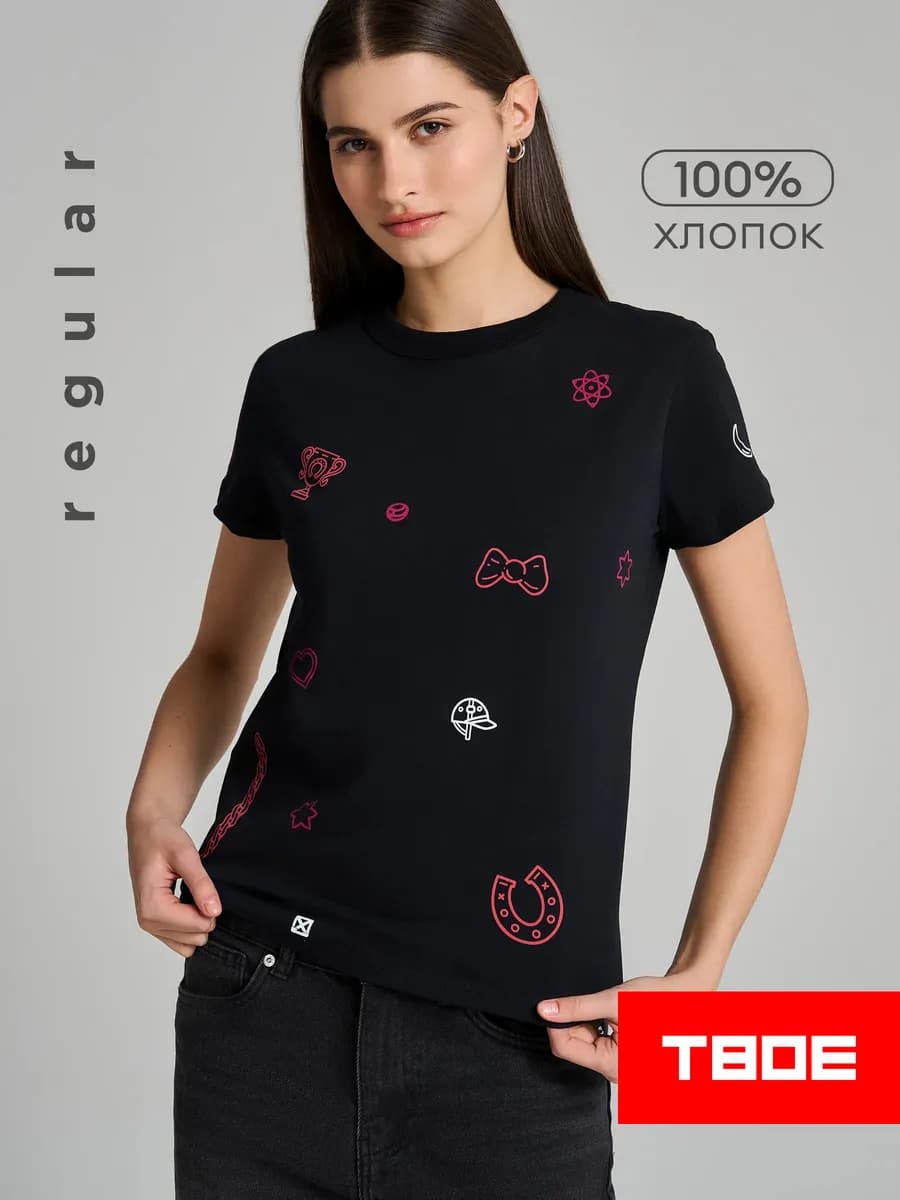 Хлопковая футболка с принтом