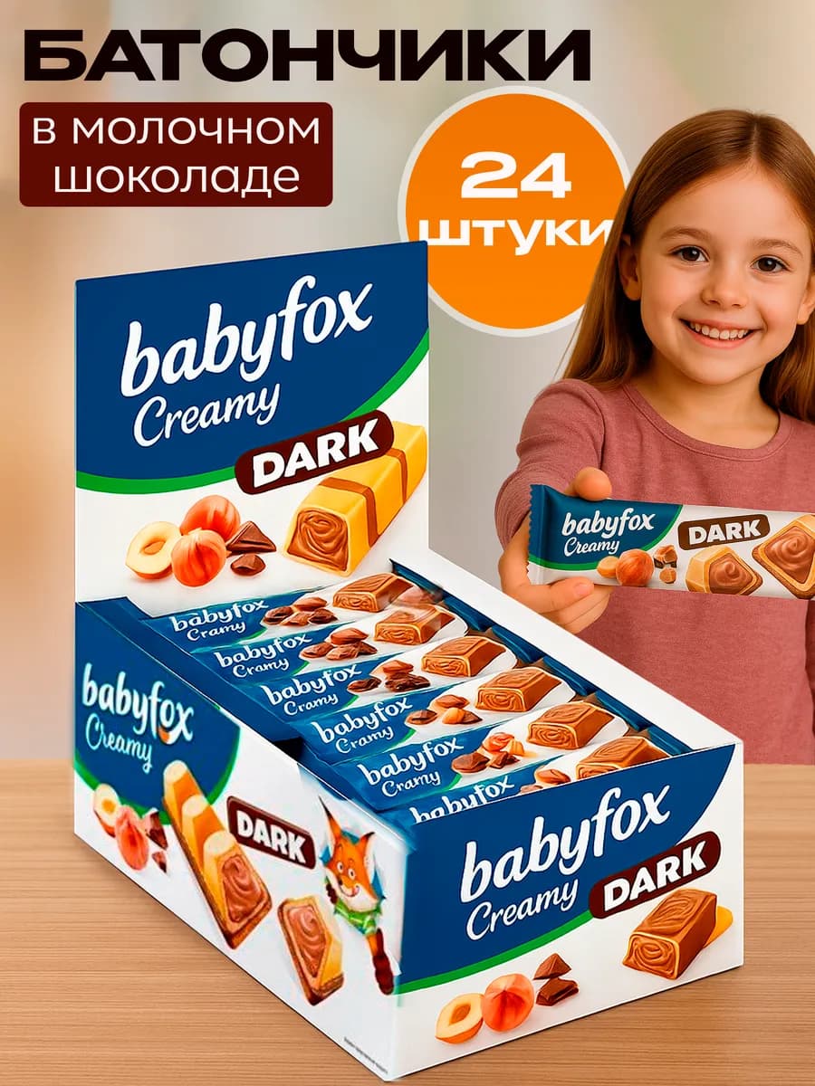 Baby Fox Вафельные батончики с ореховой начинкой 24 шт