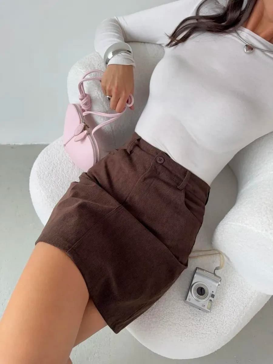 Юбка мини вельветовая