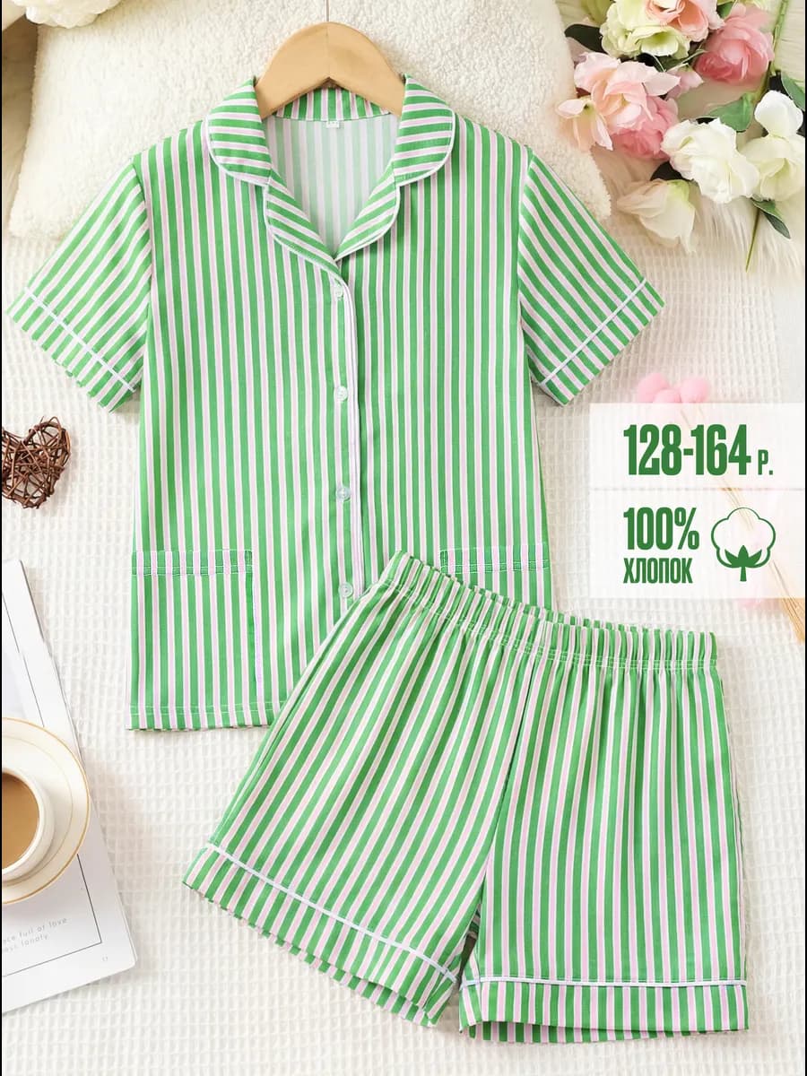 Пижама с рубашкой и шортами