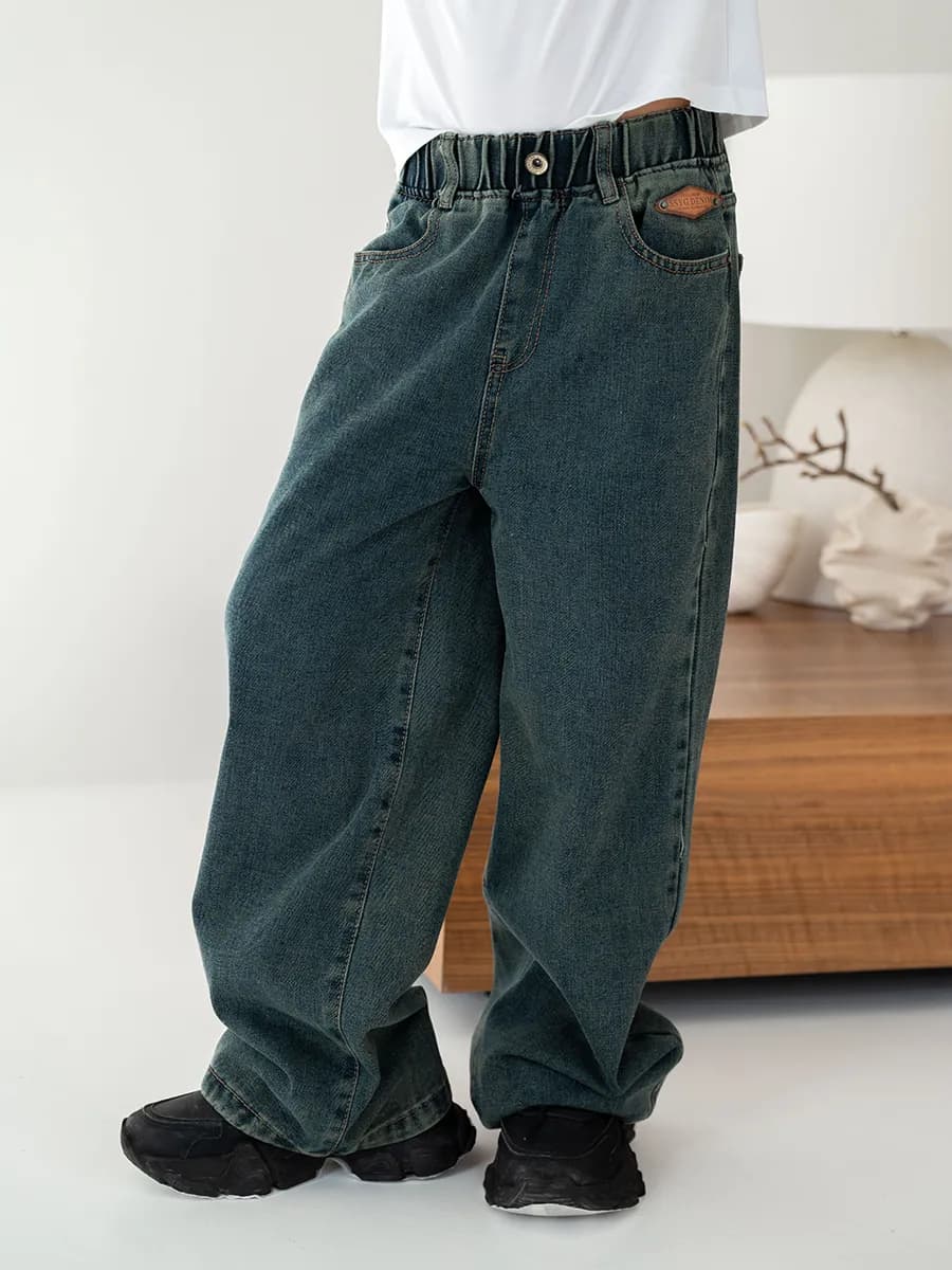 Джинсы подростковые оверсайз на резинки