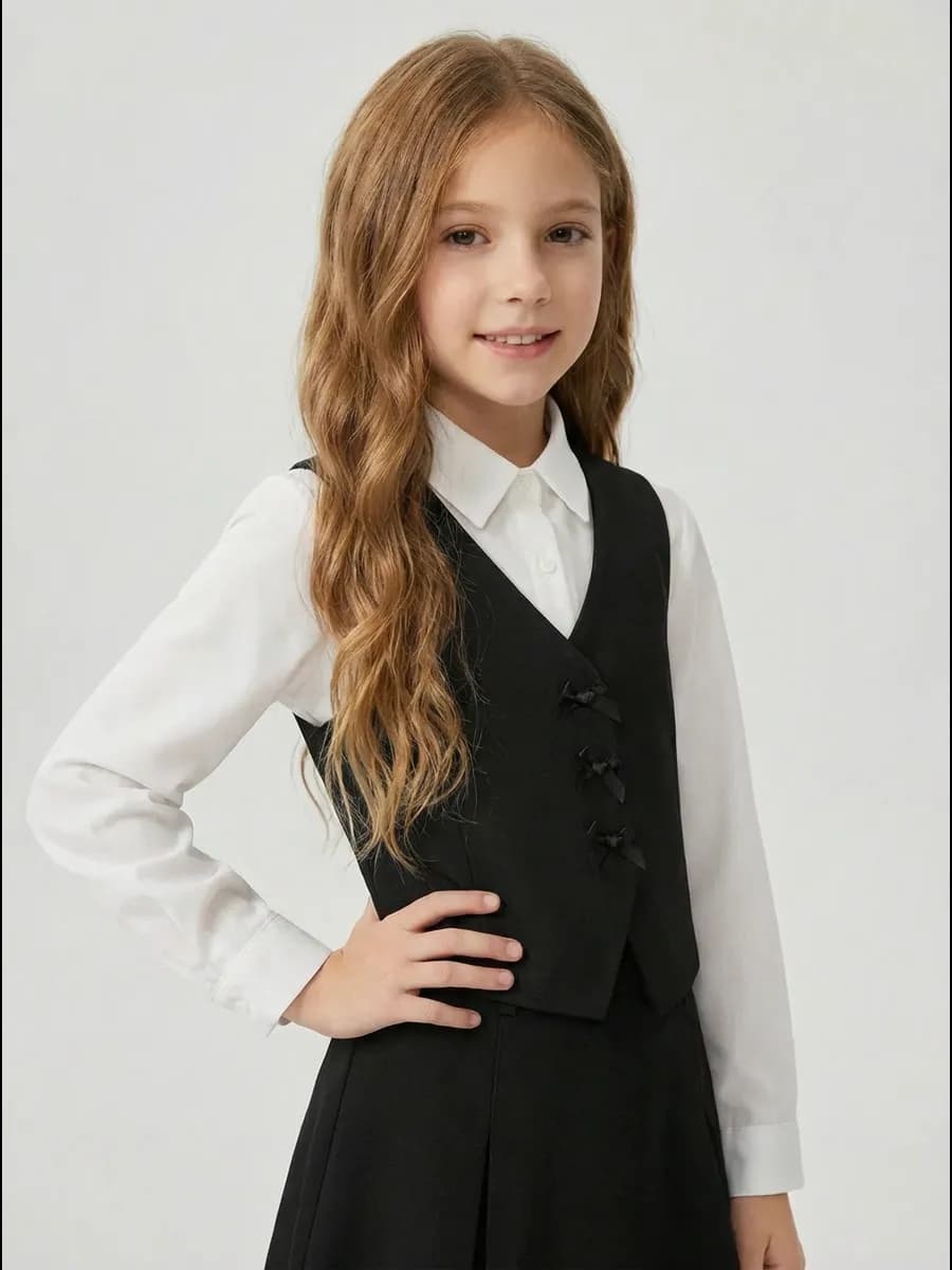 Жилет черный школьный с бантиками