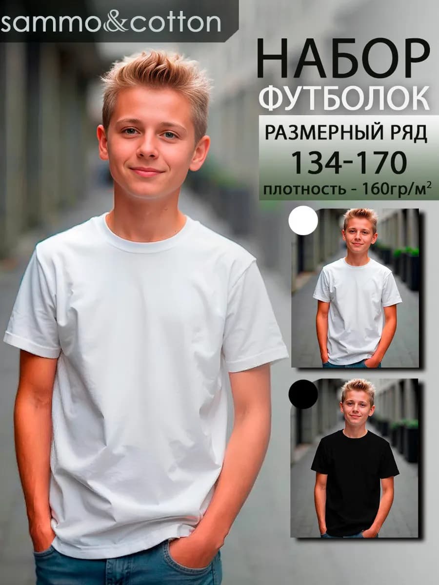 Футболка детская однотонная набор 2шт