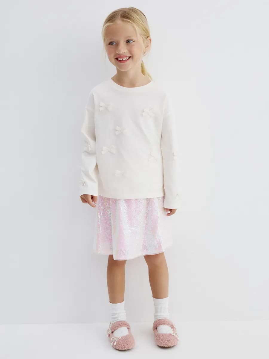 Короткая юбка с пайетками на резинке нарядная