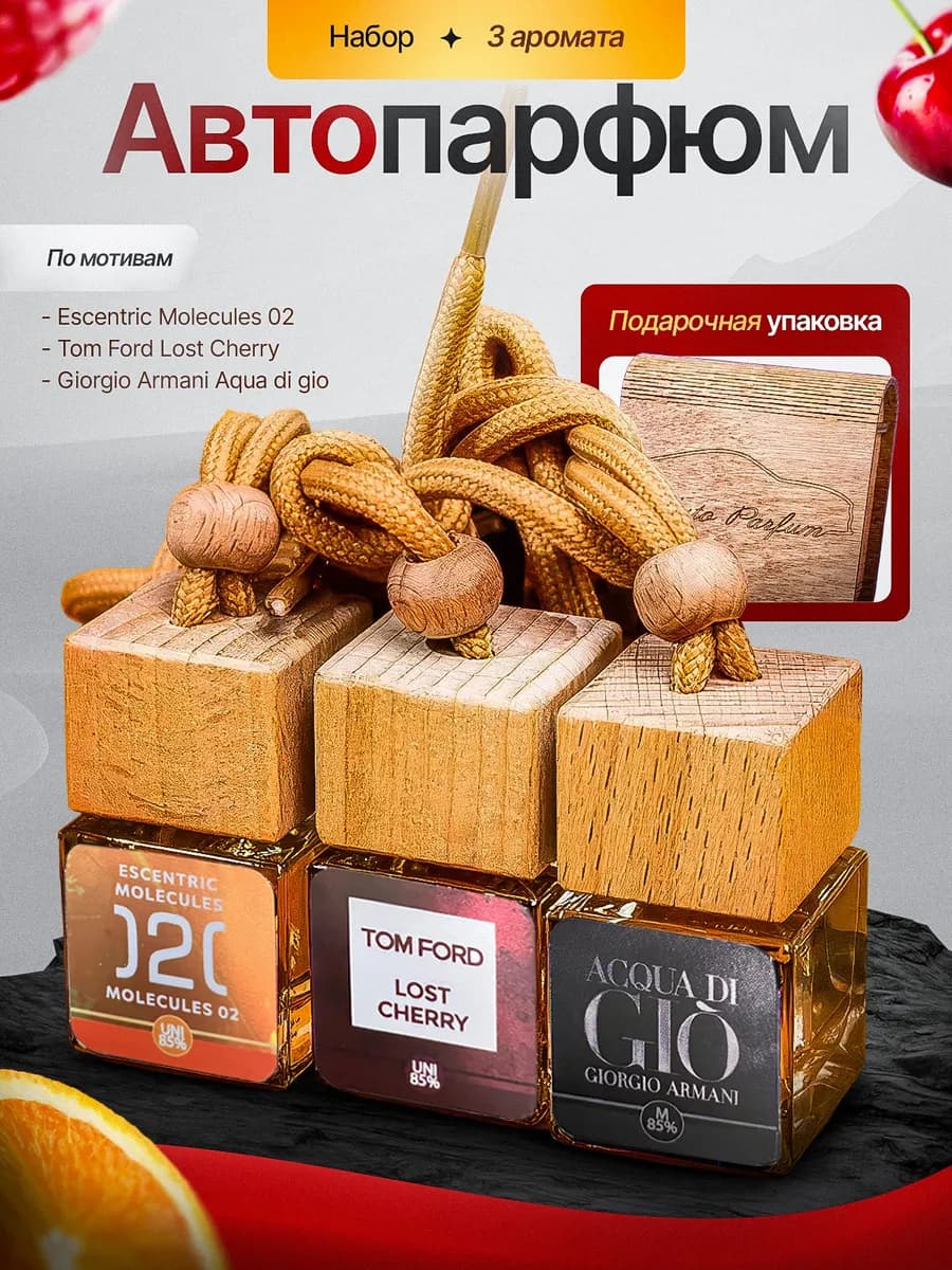 Автопарфюм ароматизатор в машину набор 3 шт