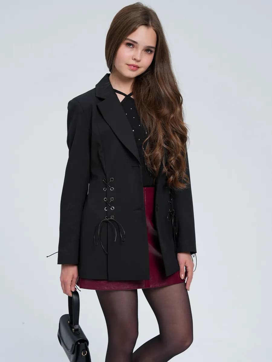 Пиджак школьный детский нарядный со шнуровкой