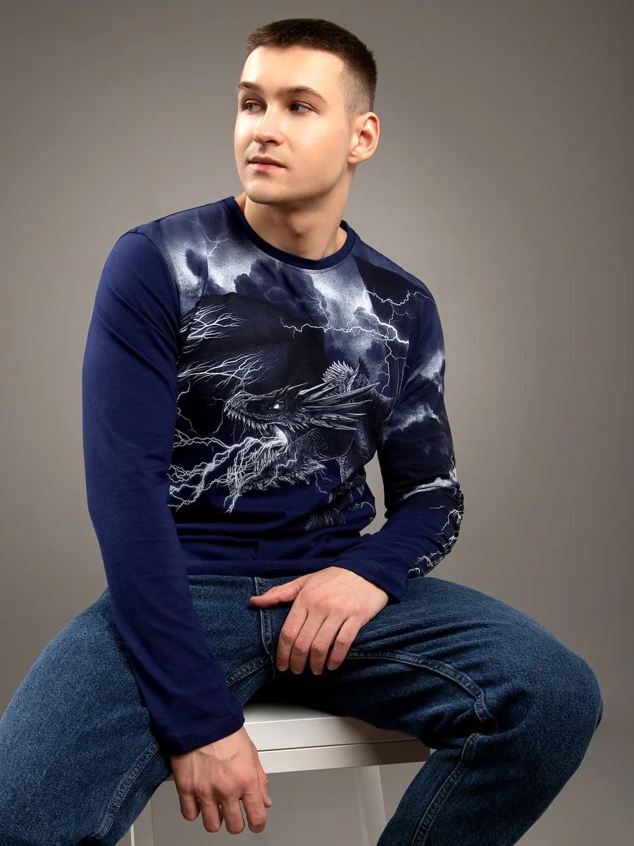 Лонгслив подарочный с принтом дракон большие размеры