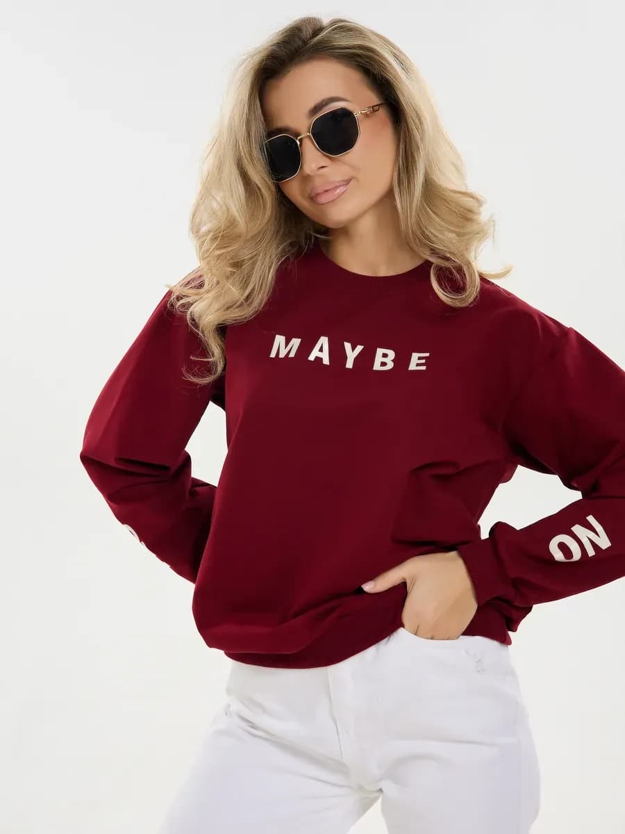 Свитшот оверсайз хлопковый трикотажный