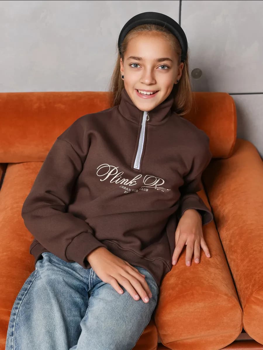 Свитшот полузамок толстовка оверсайз подростковая