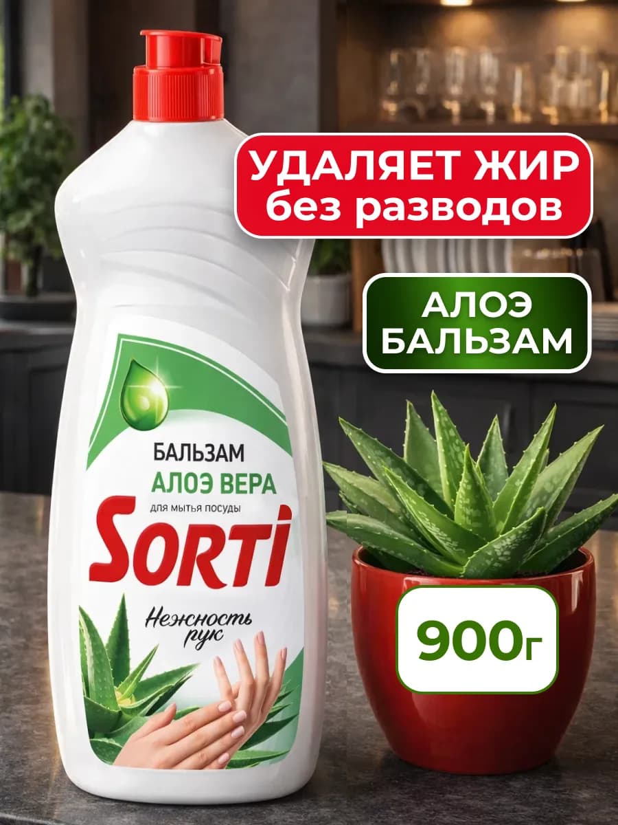 Средство для мытья посуды Бальзам Алоэ Вера 900г Сорти