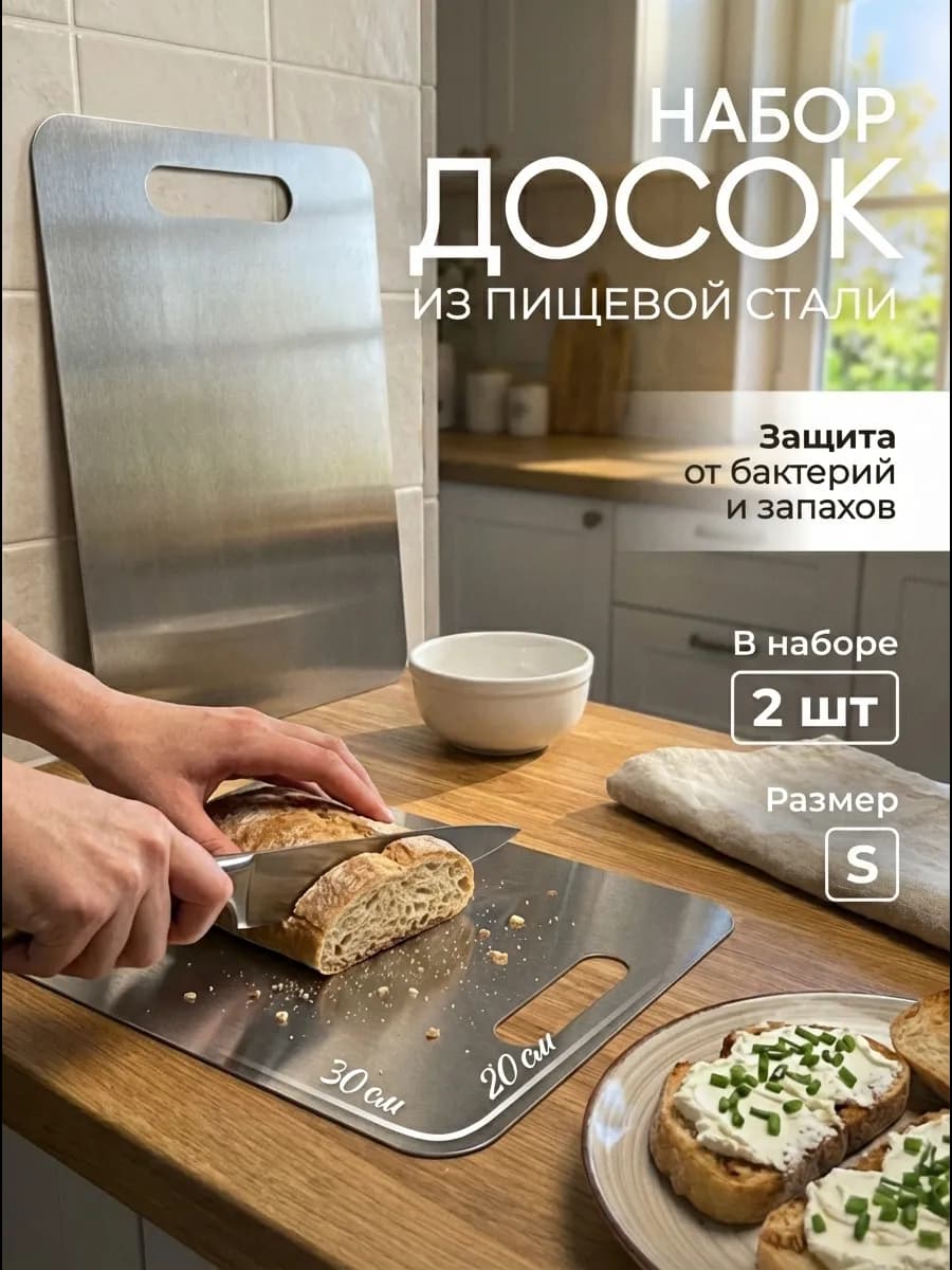 Разделочная доска металлическая из нержавеющей стали 2 штуки