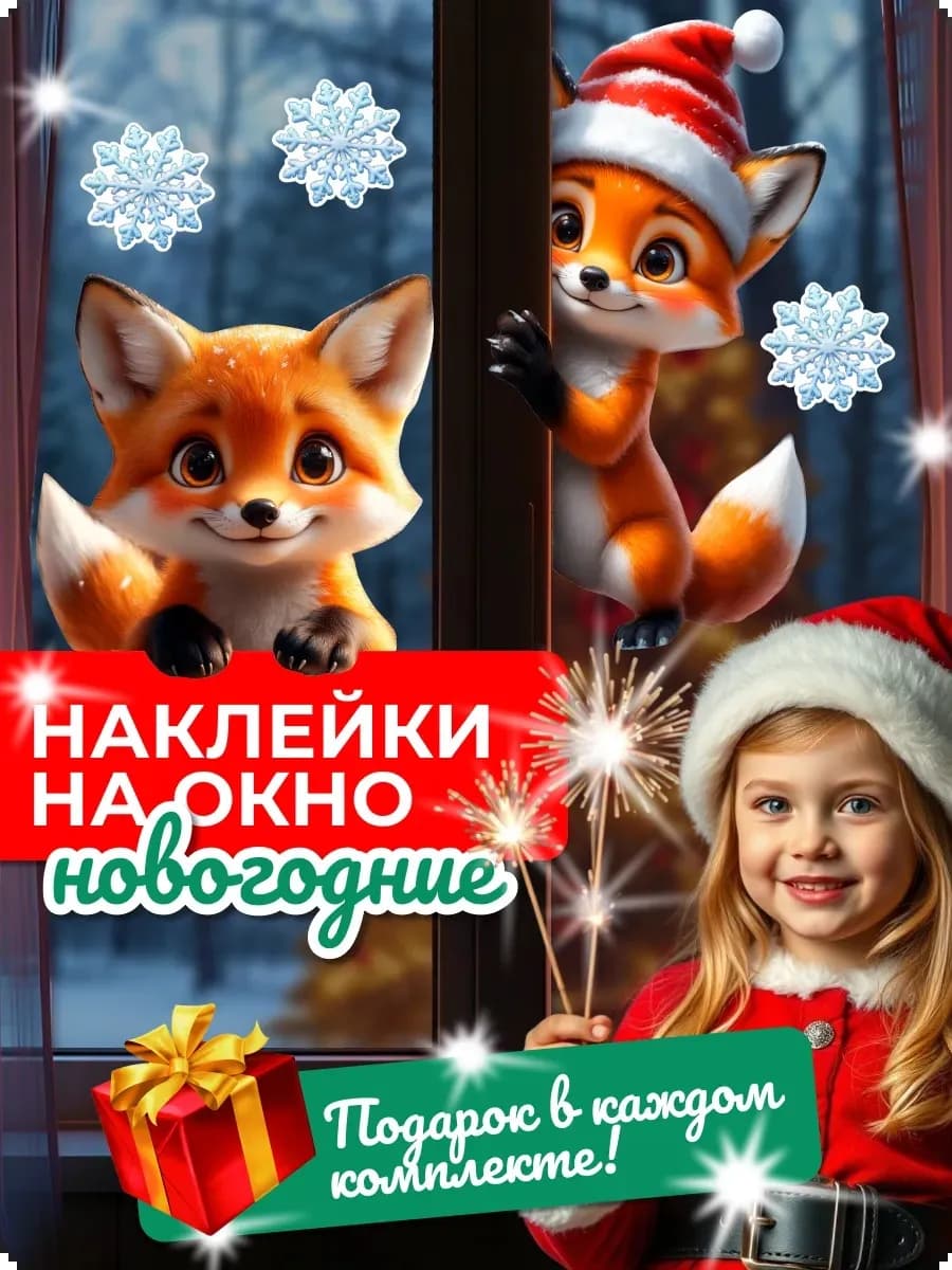 Наклейки новогодние интерьерные на стену