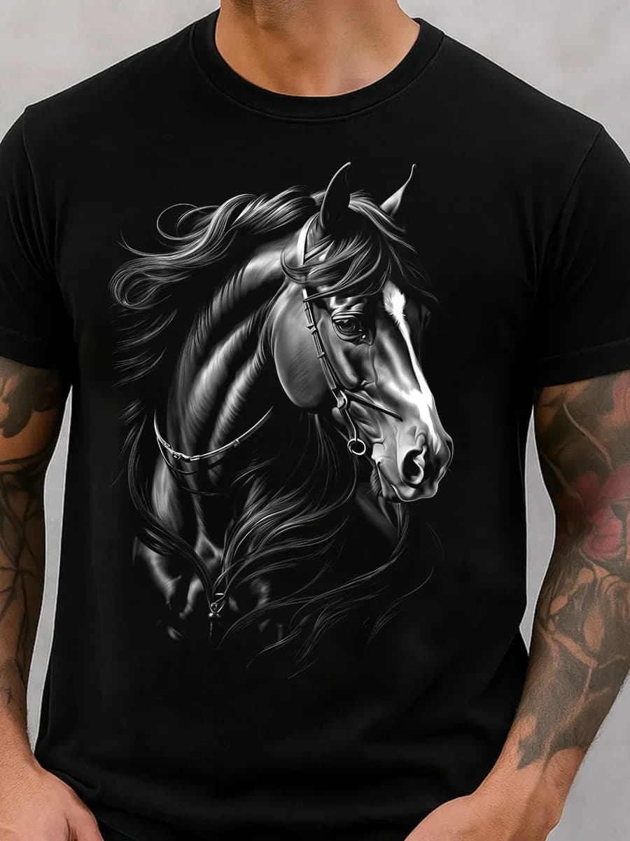 Футболка новогодняя с принтом конь светящийся