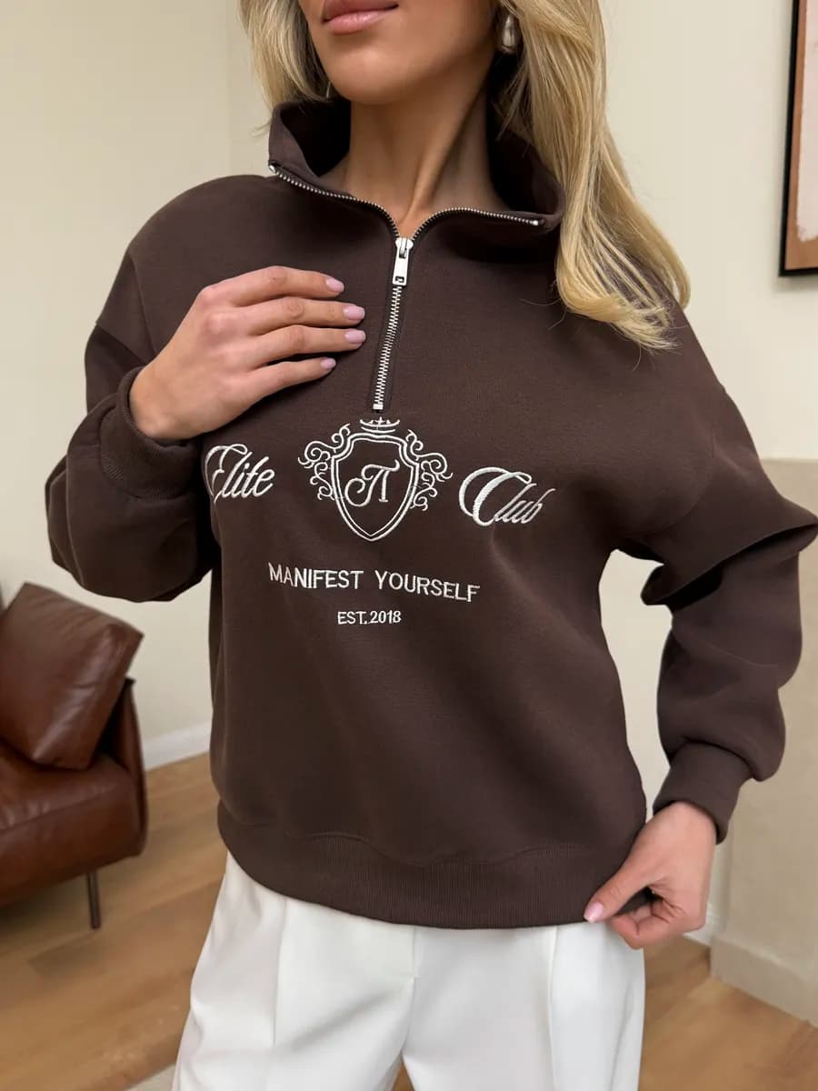 Свитшот оверсайз на молнии с замком поло