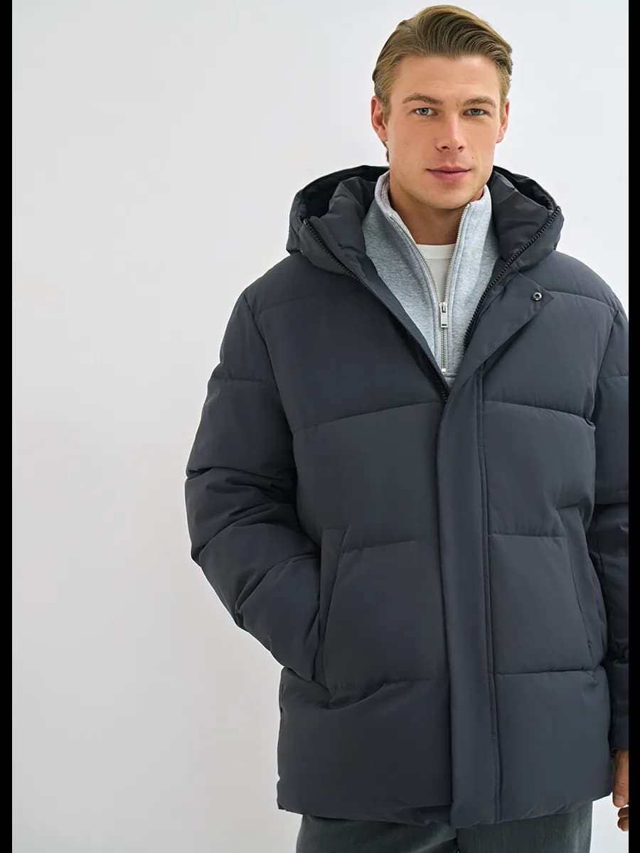 Куртка стеганая пуховик зимний с капюшоном