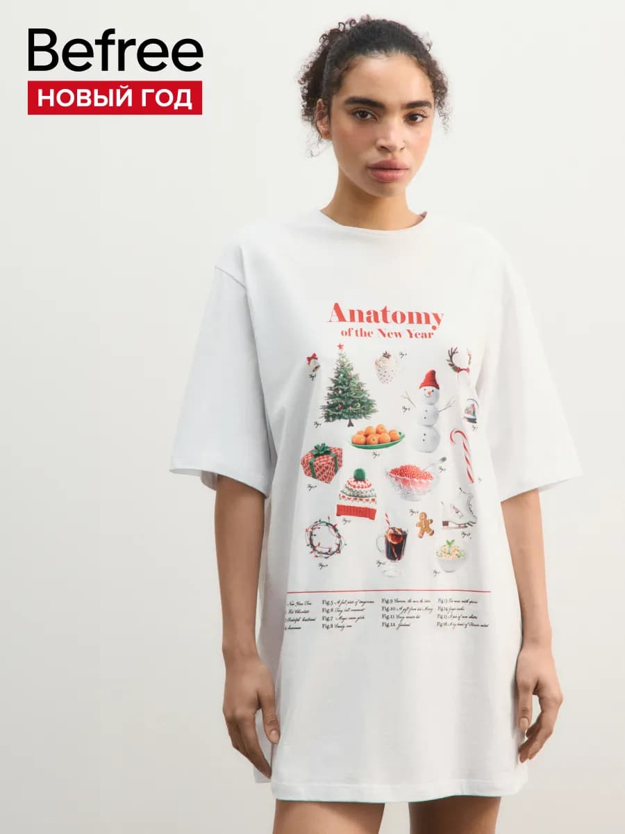 Платье-футболка домашнее с принтом