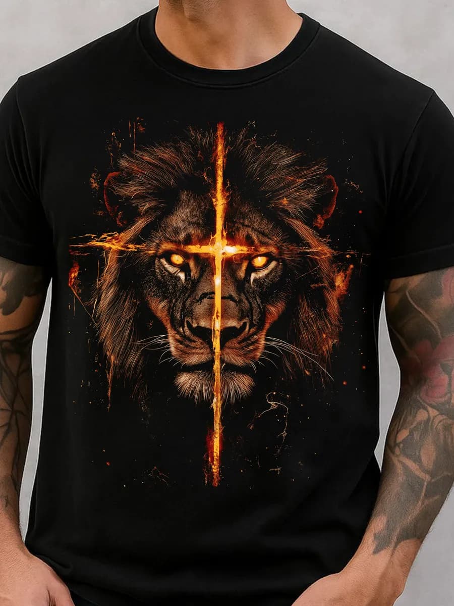 Футболка с принтом лев светящийся