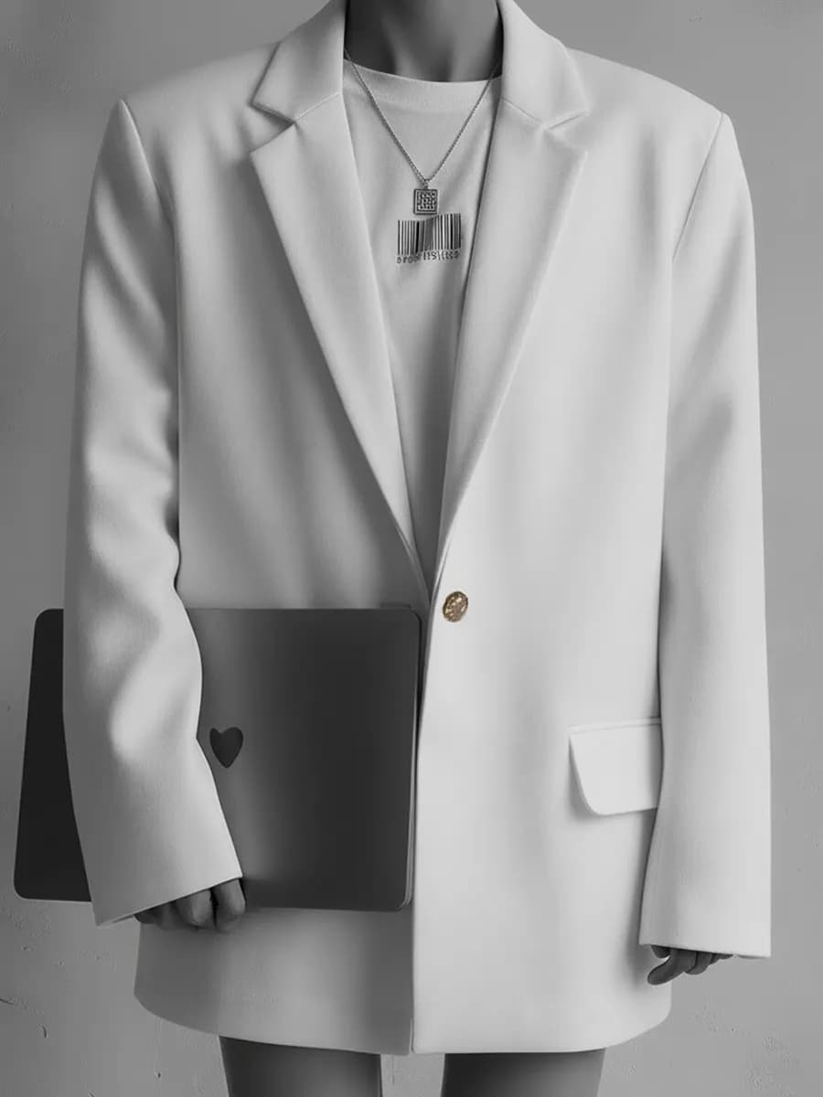 Пиджак белый классический блейзер оверсайз