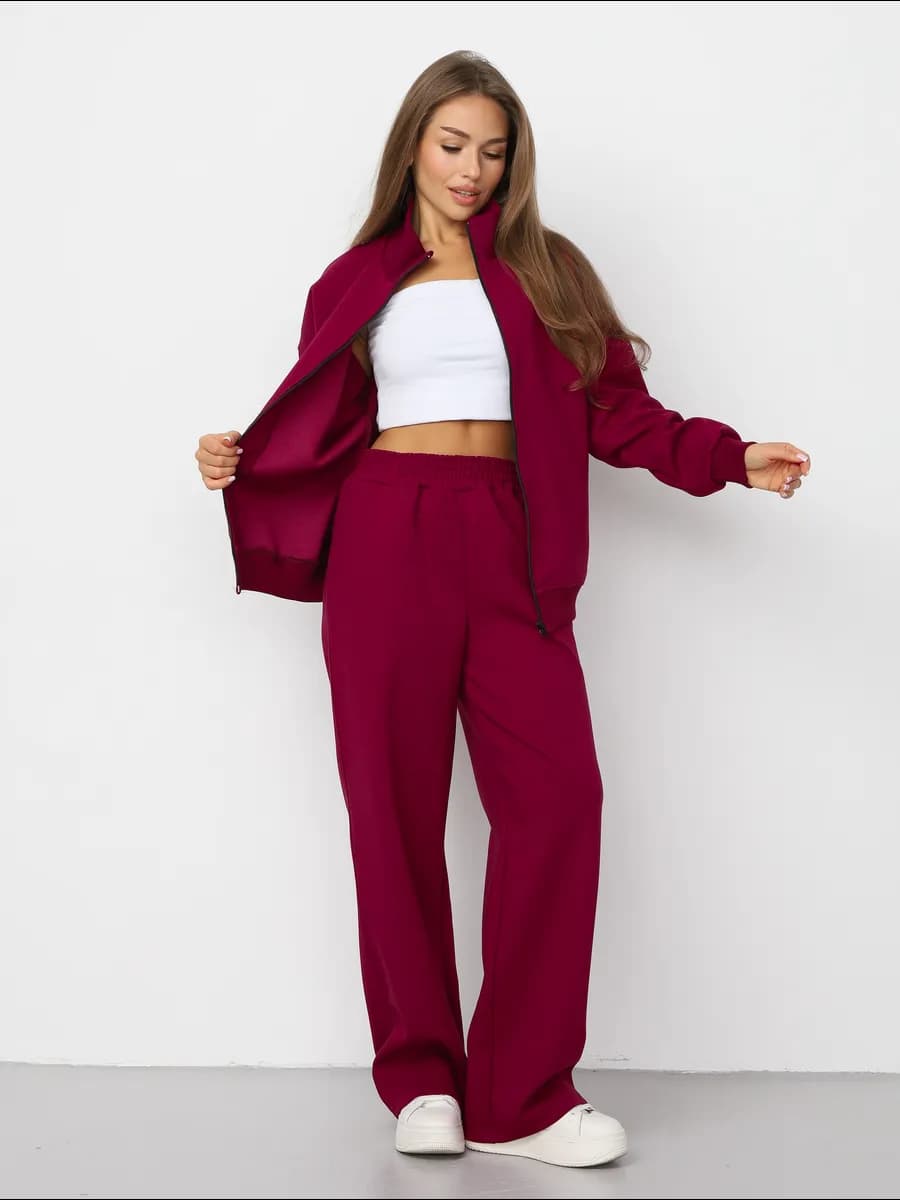 костюм спортивный на молнии без начеса клеш