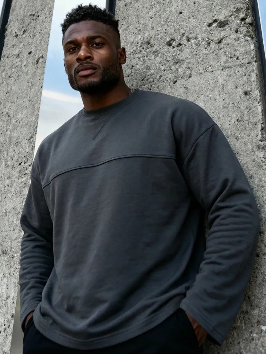 Лонгслив серый мужской оверсайз хлопок