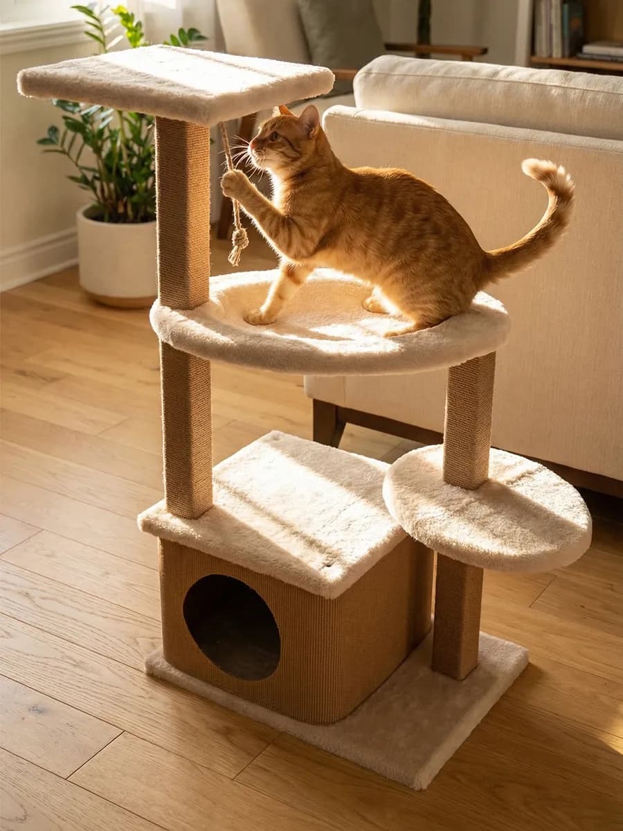 Домик для кошки с когтеточкой и гамаком