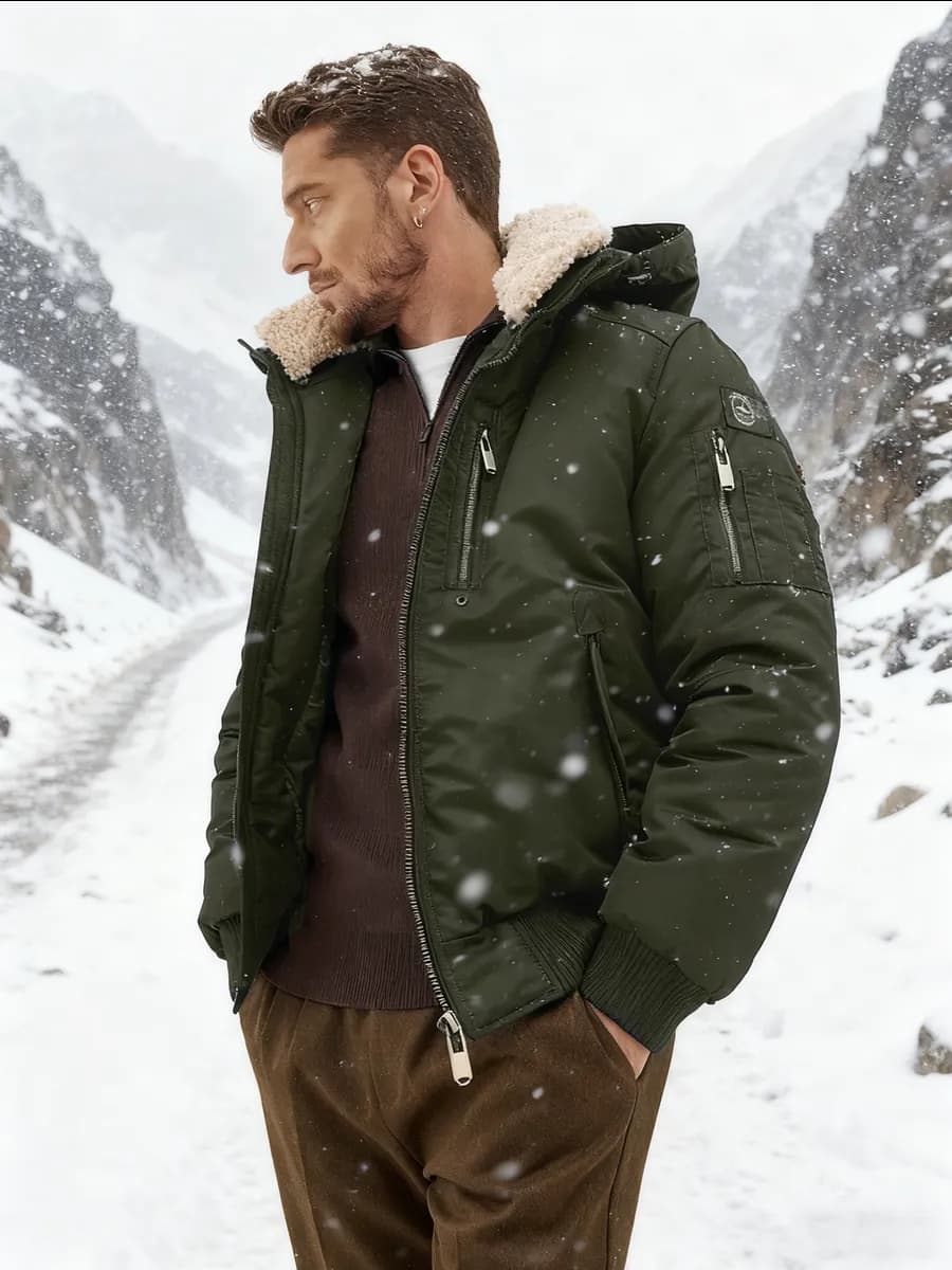 Короткая зимняя куртка с капюшоном