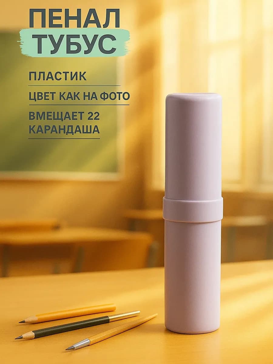 Пенал тубус пластиковый в школу