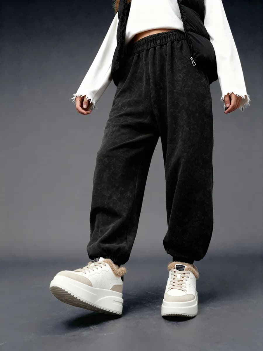 Брюки широкие спортивные джоггеры оверсайз из футера